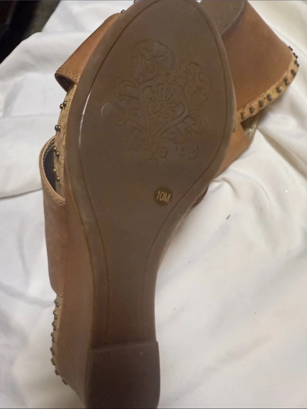 Reba Metallic Gold Leather Slide Sandal